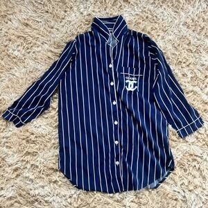 CHANEL Navy and White Striped Shirt